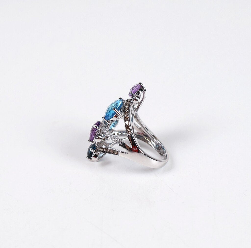 14K Gold Amethyst Iolite Topaz and Diamond Ring (7)