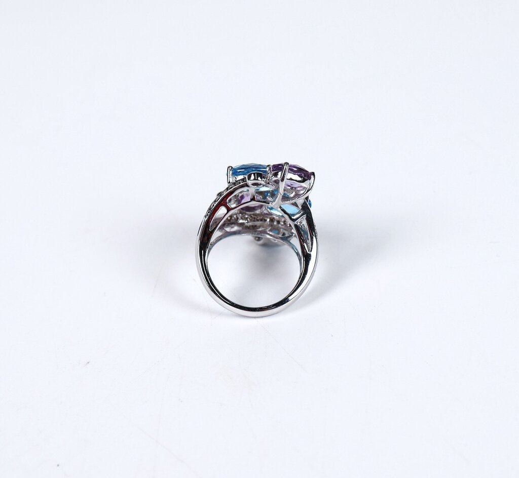 14K Gold Amethyst Iolite Topaz and Diamond Ring (7)