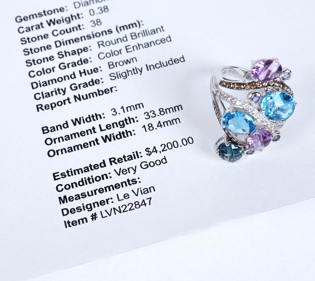 14K Gold Amethyst Iolite Topaz and Diamond Ring (7)