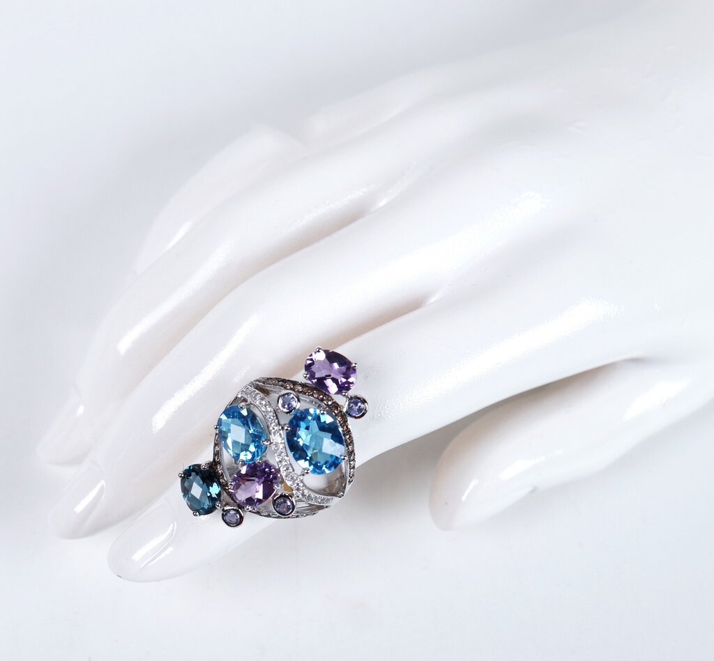 14K Gold Amethyst Iolite Topaz and Diamond Ring (7)