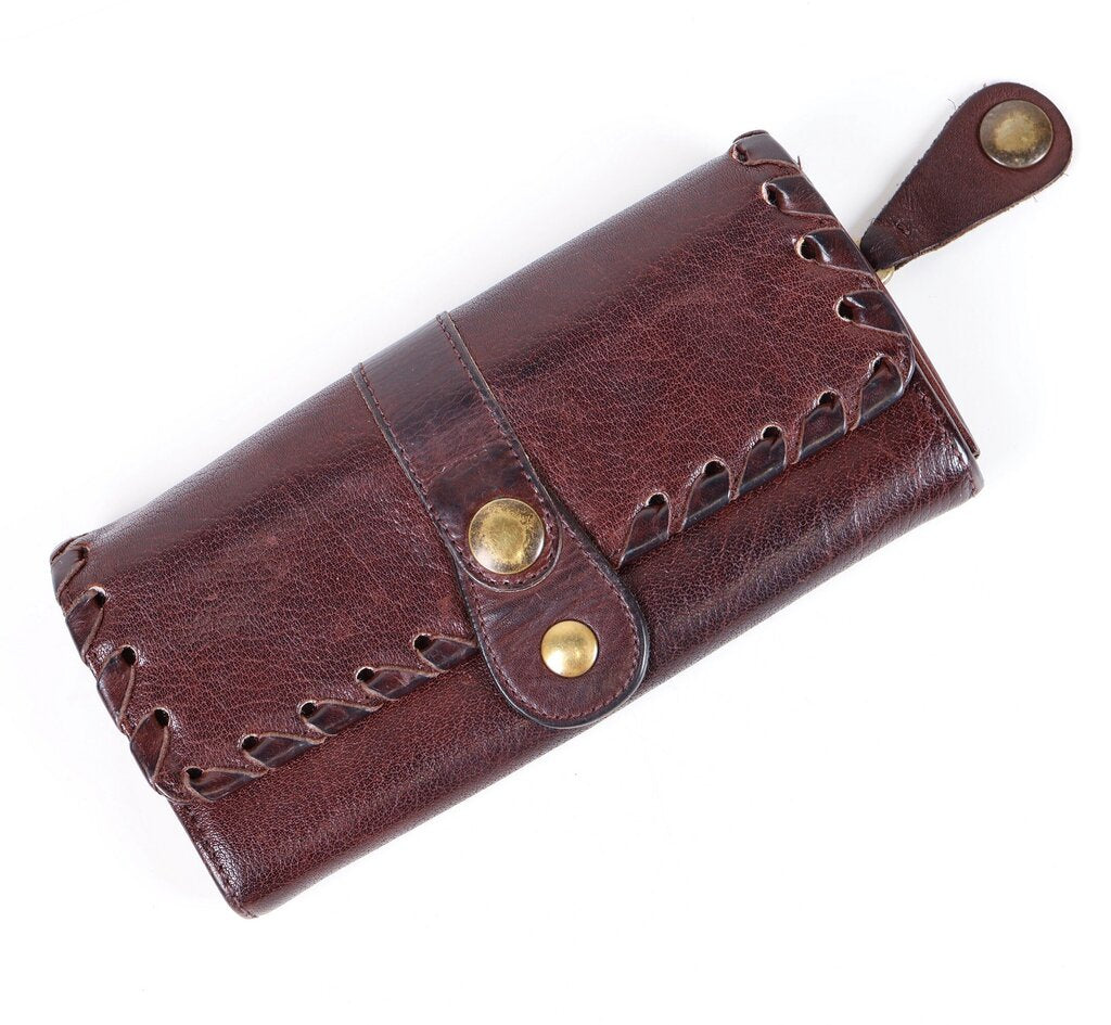 Brown Leather Whipstitch Wallet