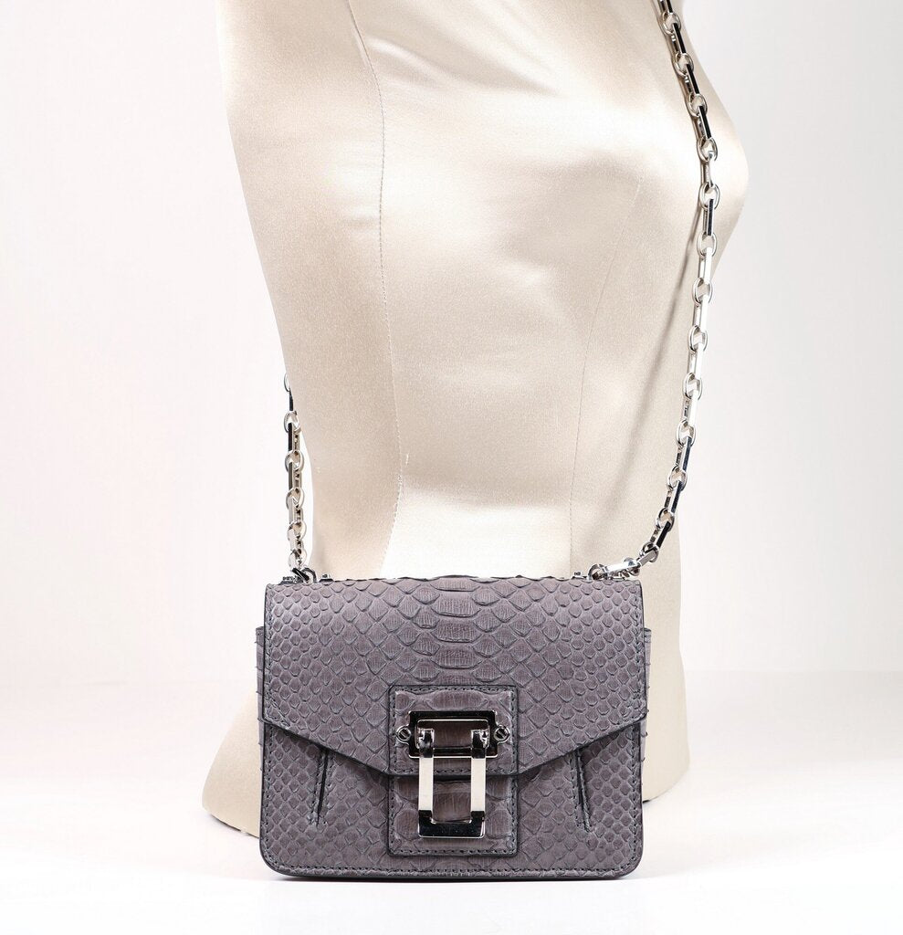 Grey 'Hava' Snake Skin Crossbody Bag