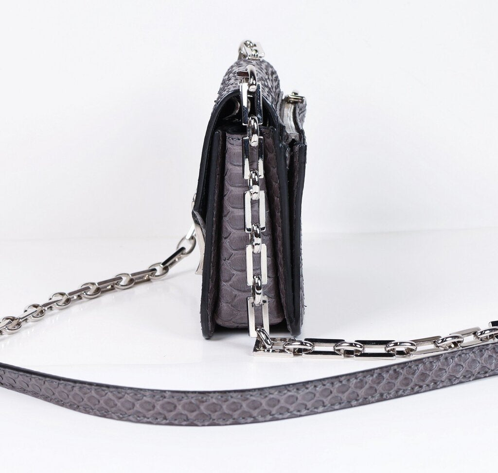 Grey 'Hava' Snake Skin Crossbody Bag