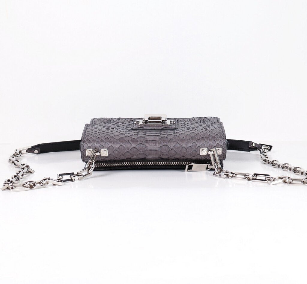 Grey 'Hava' Snake Skin Crossbody Bag