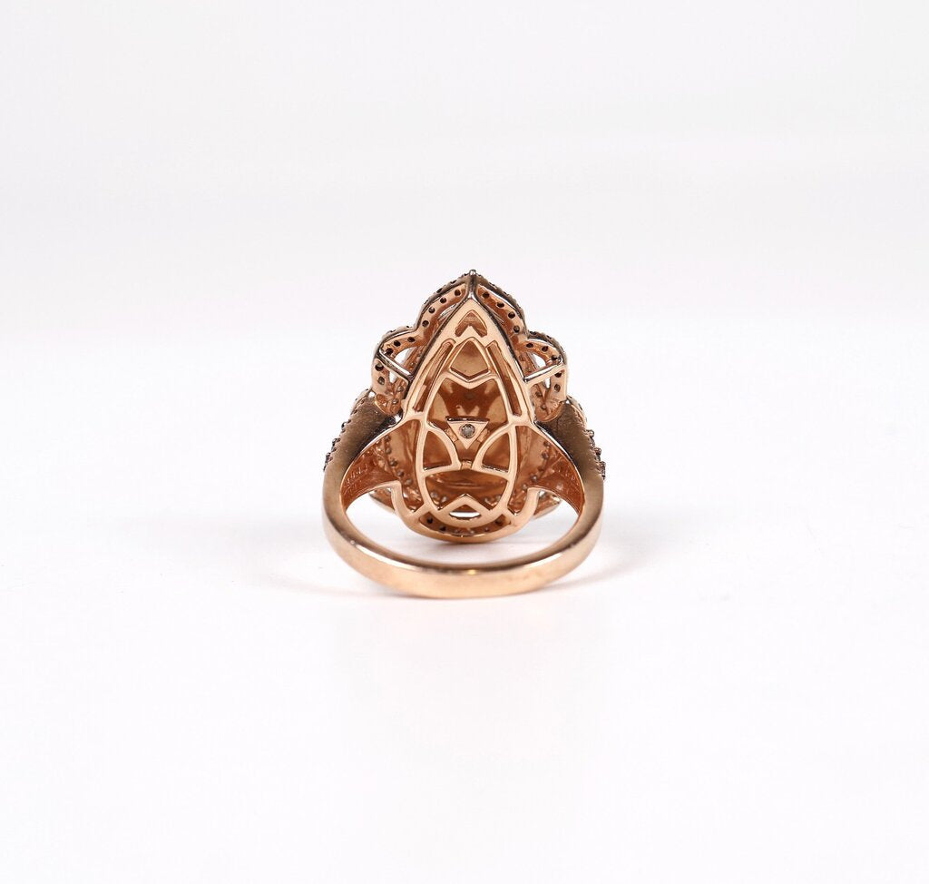 14K Rose Gold Teardrop Opal and Diamond Ring (6.5)