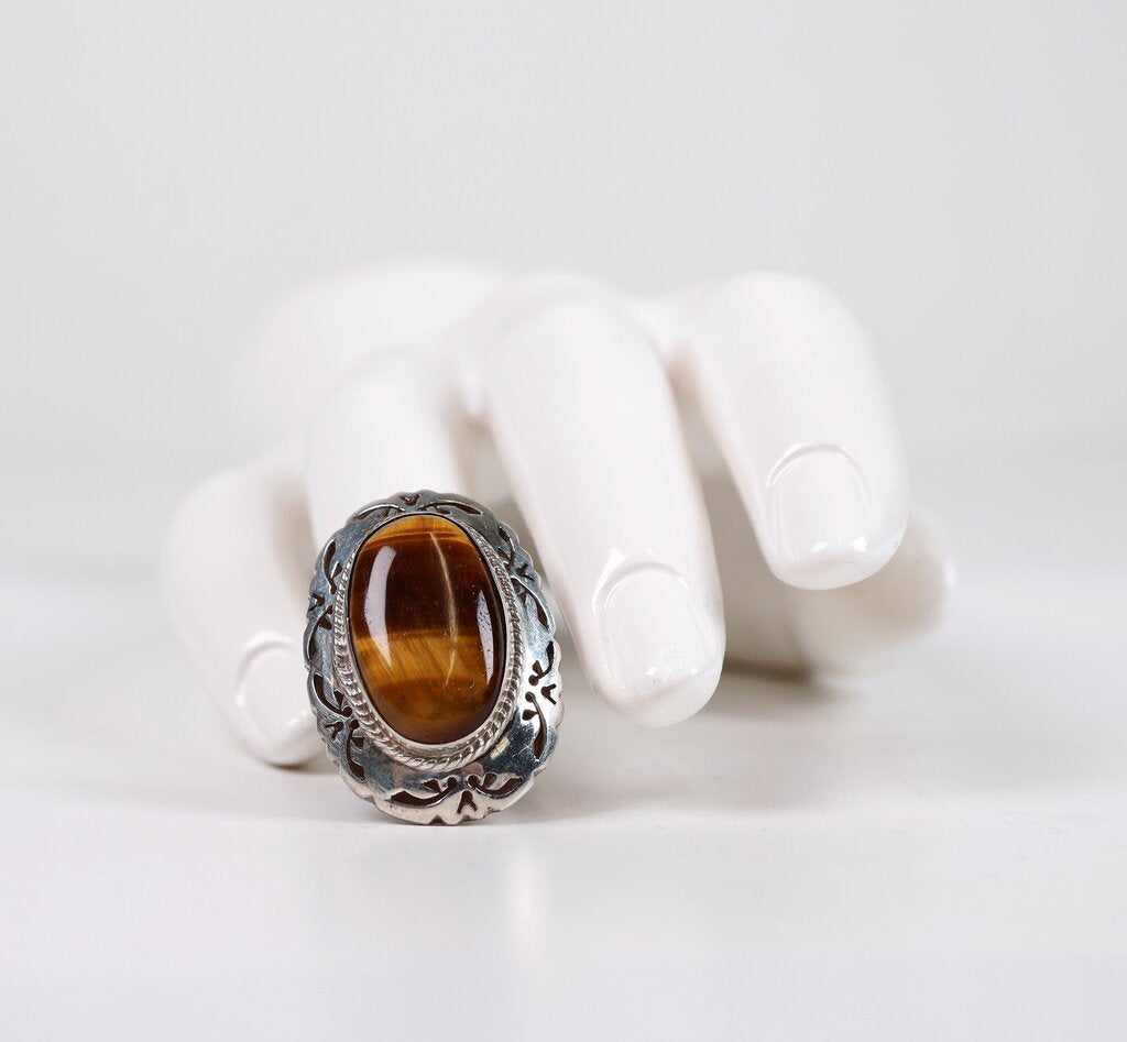 Sterling and Tiger Eye Ring (7.25)
