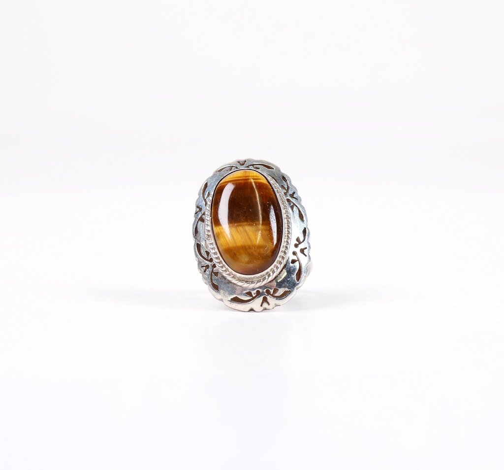 Sterling and Tiger Eye Ring (7.25)