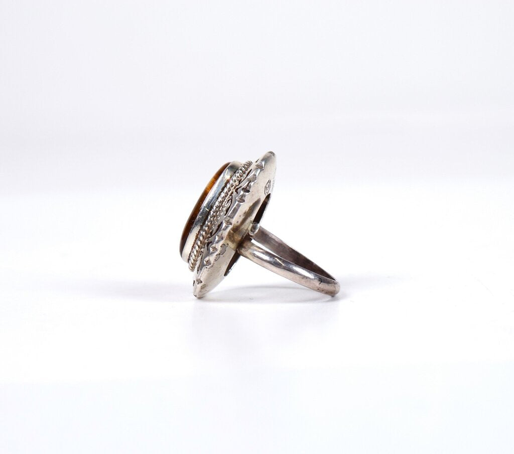 Sterling and Tiger Eye Ring (7.25)