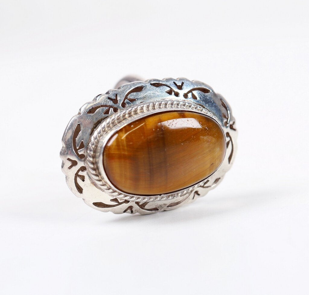 Sterling and Tiger Eye Ring (7.25)