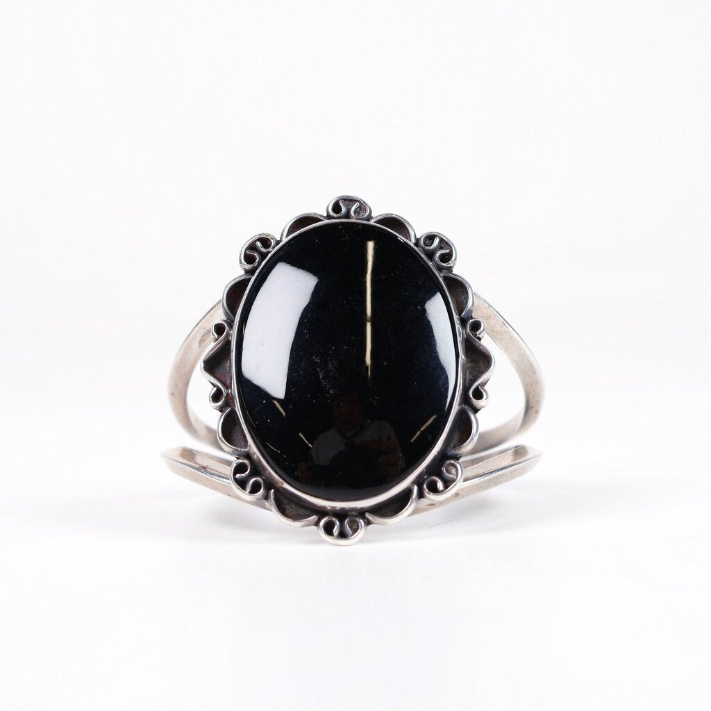 Silver and Onyx Cuff