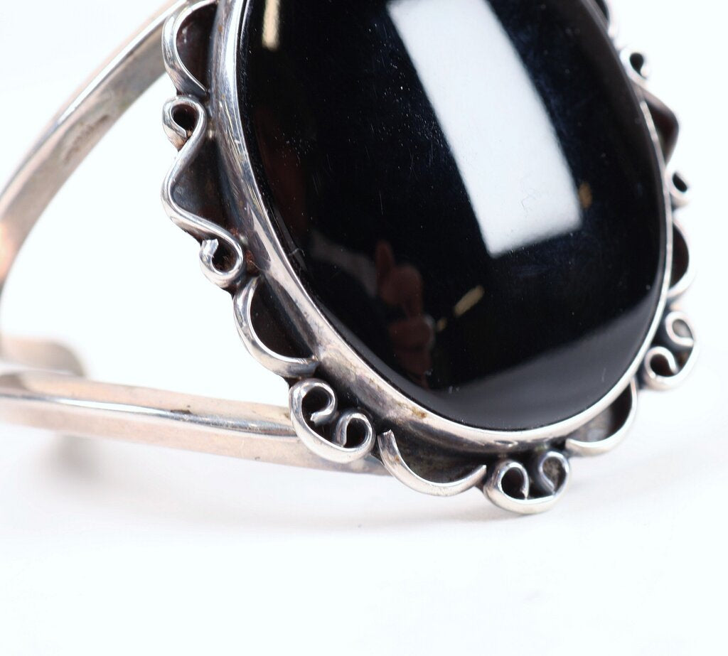 Silver and Onyx Cuff
