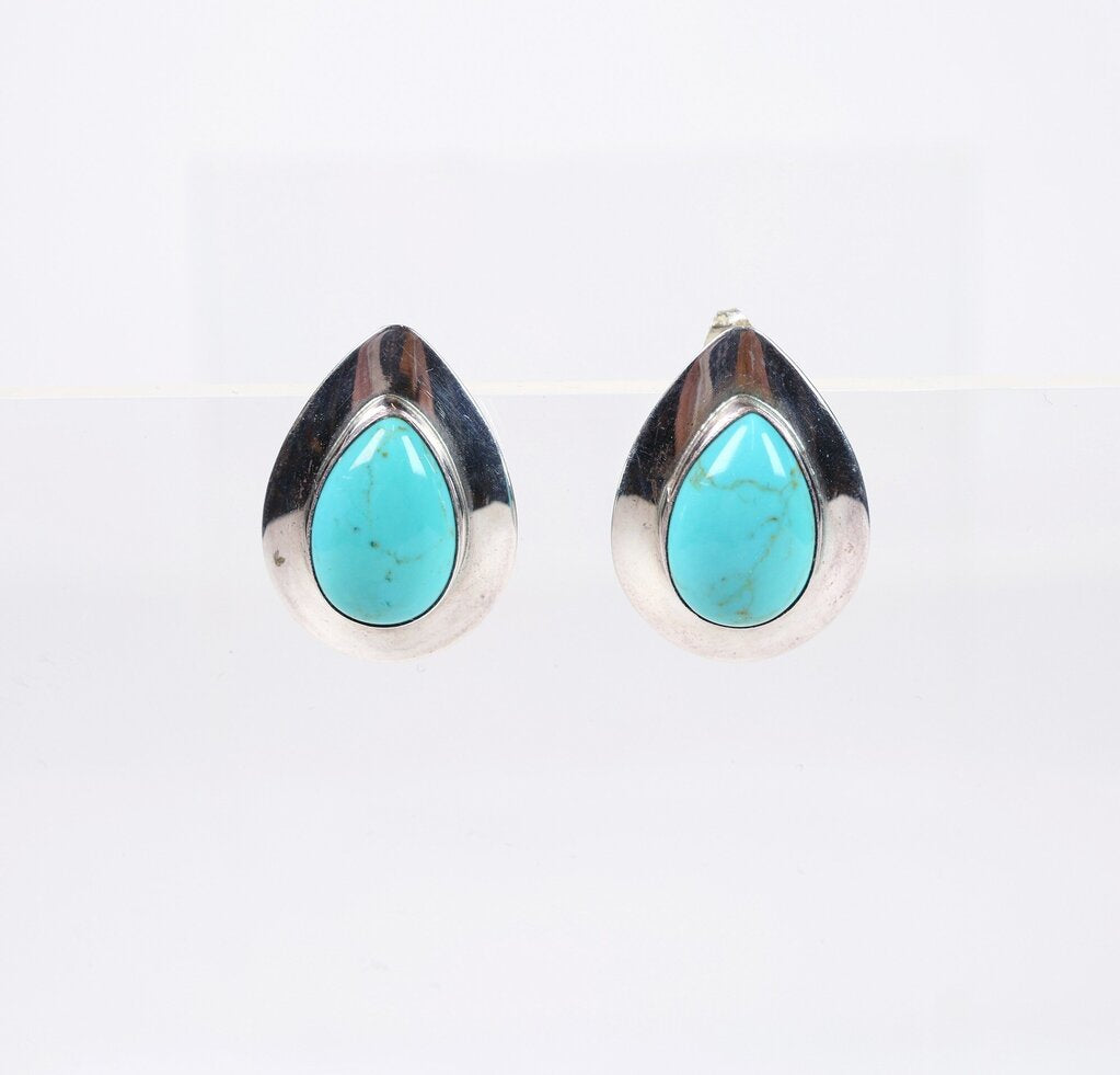 Sterling and Turquoise Teardrop Earrings