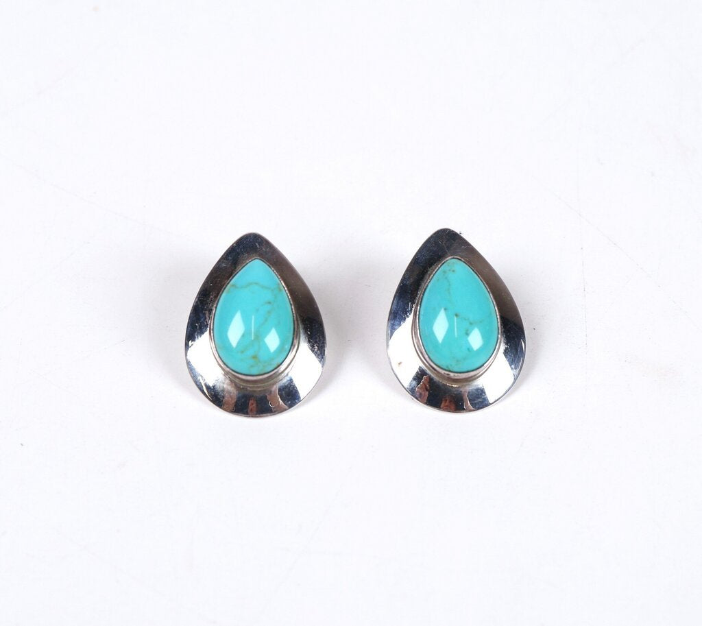Sterling and Turquoise Teardrop Earrings