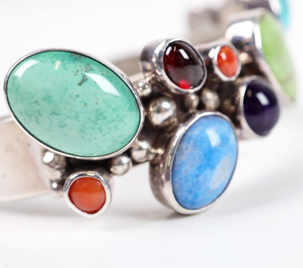 Sterling and Multi Stone Cuff