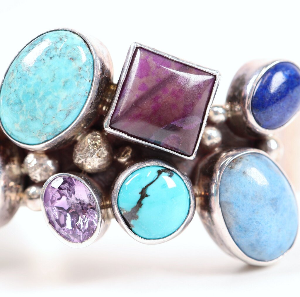 Sterling and Multi Stone Cuff