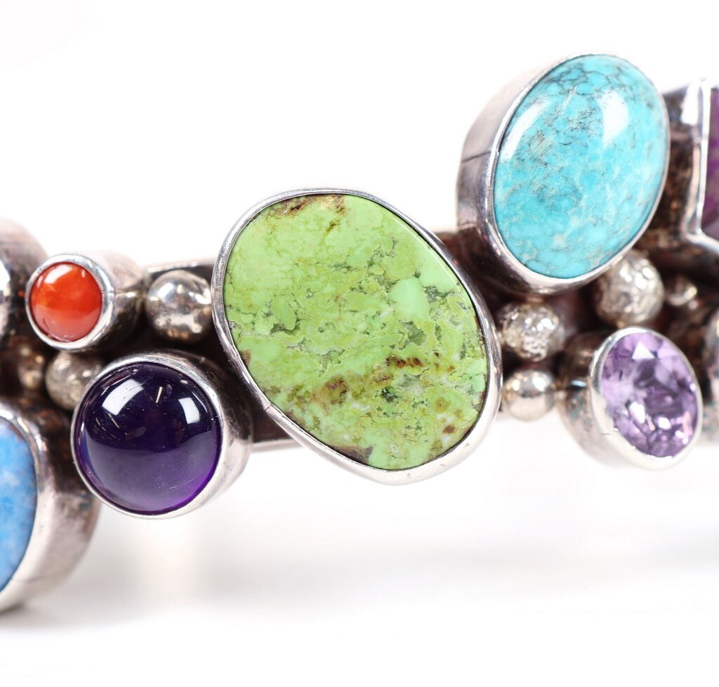 Sterling and Multi Stone Cuff