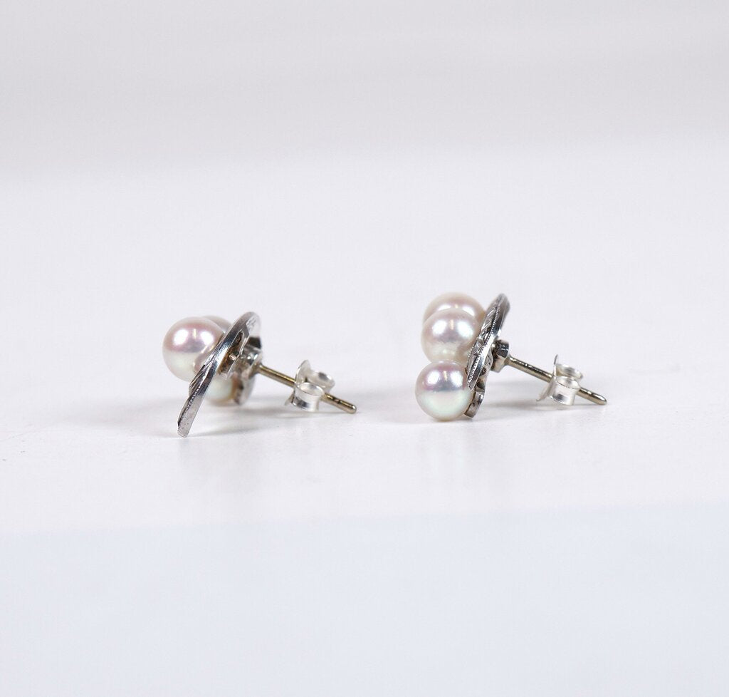 Sterling and Pearl Pea Pod Earrings