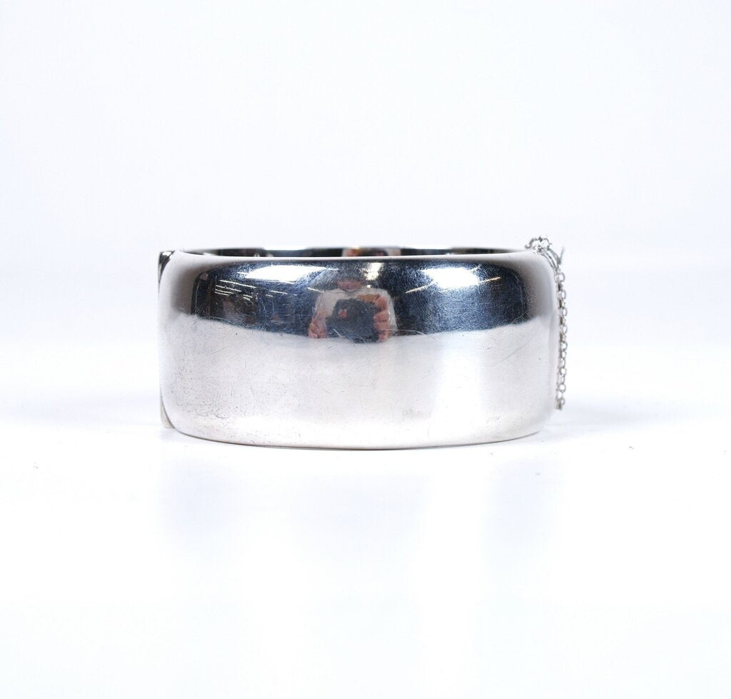Vintage Sterling Hinged Engraved Bracelet