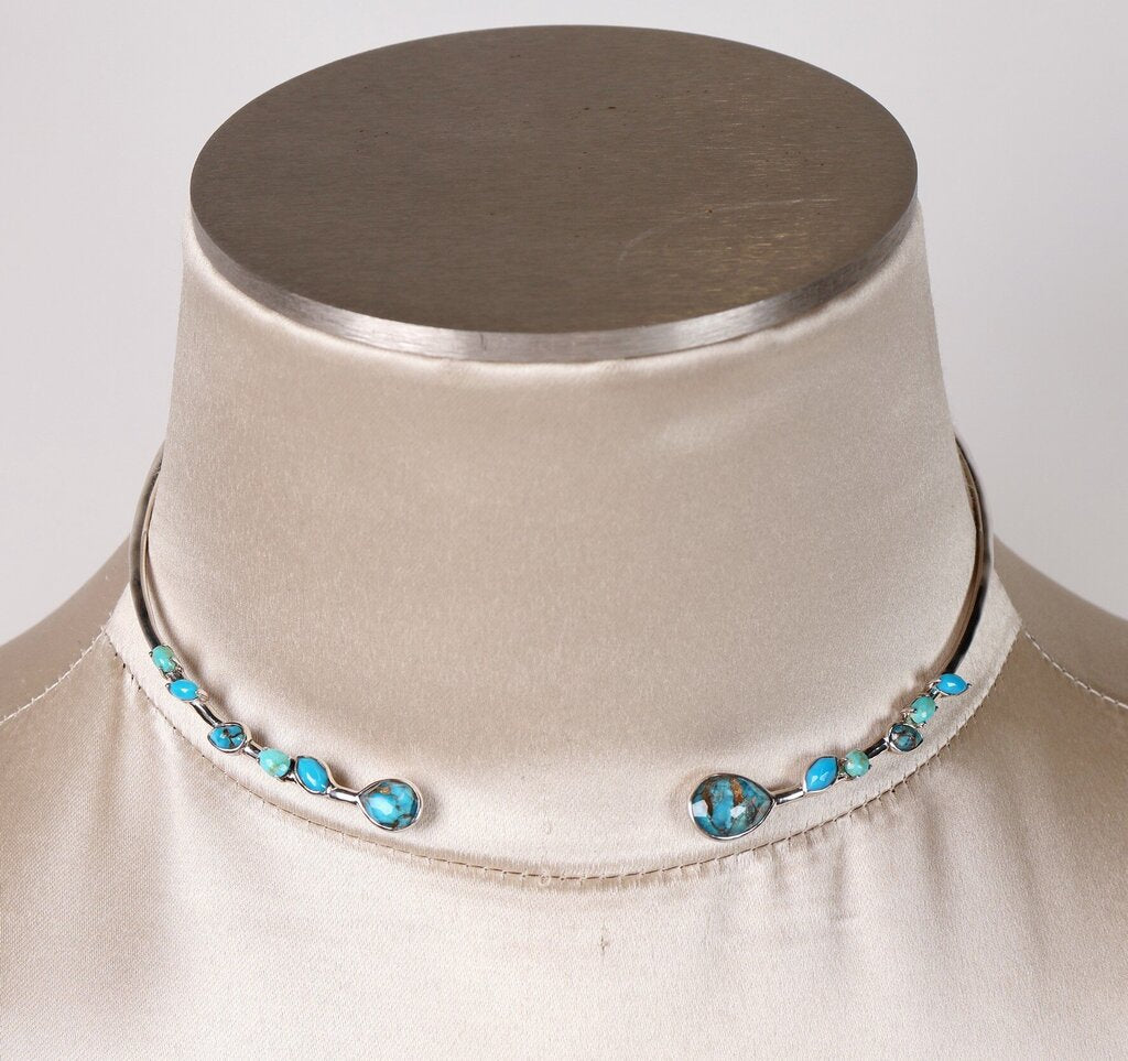 Sterling Rock Candy Hinged Collar Necklace