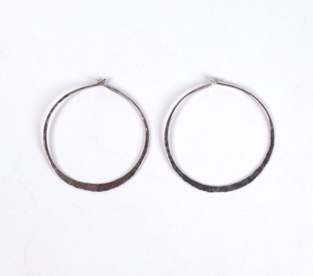Sterling Hammered Hoops