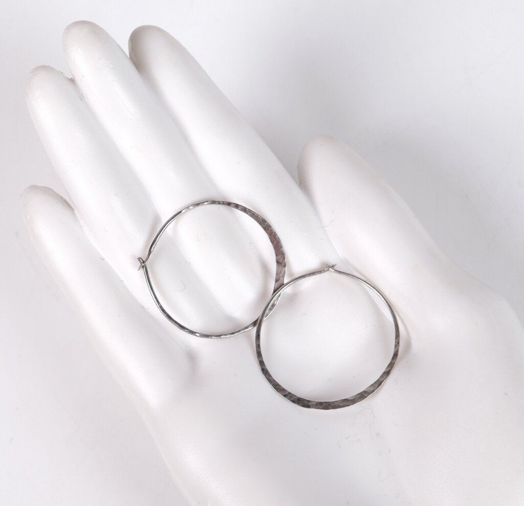 Sterling Hammered Hoops