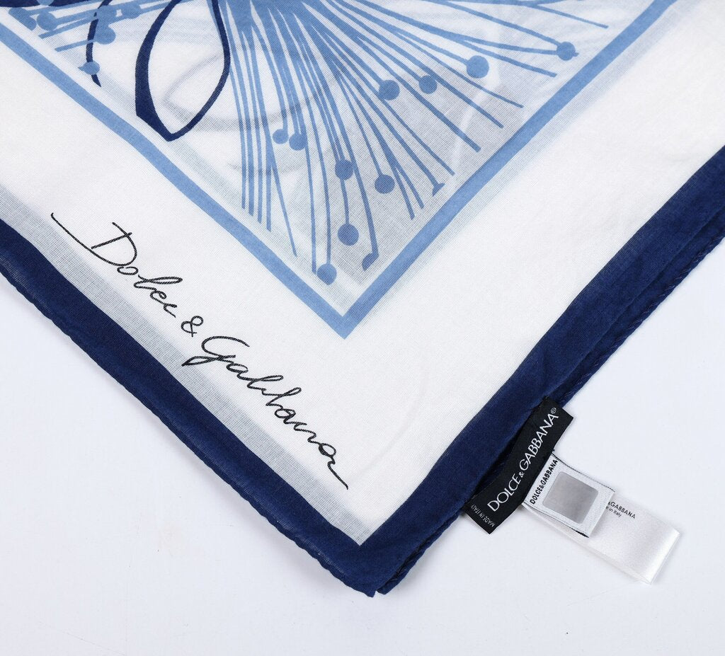 Blue and White Large Floral Scarf