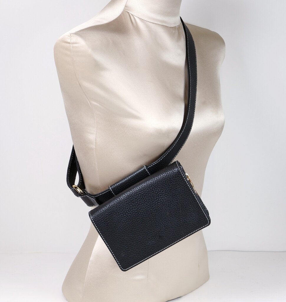 Black Pebbled Leather 'Cedar' Belt Bag