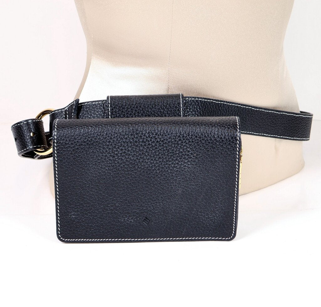 Black Pebbled Leather 'Cedar' Belt Bag