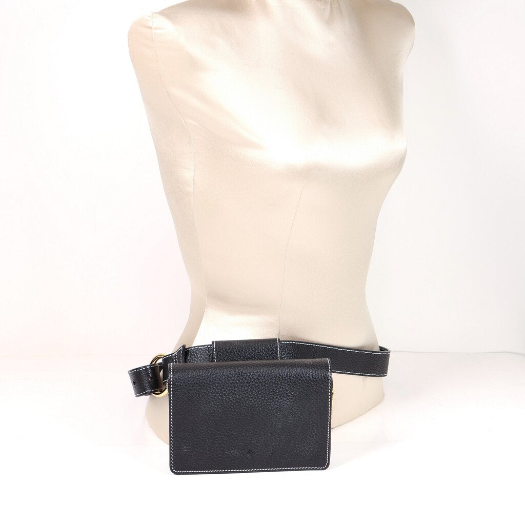 Black Pebbled Leather 'Cedar' Belt Bag