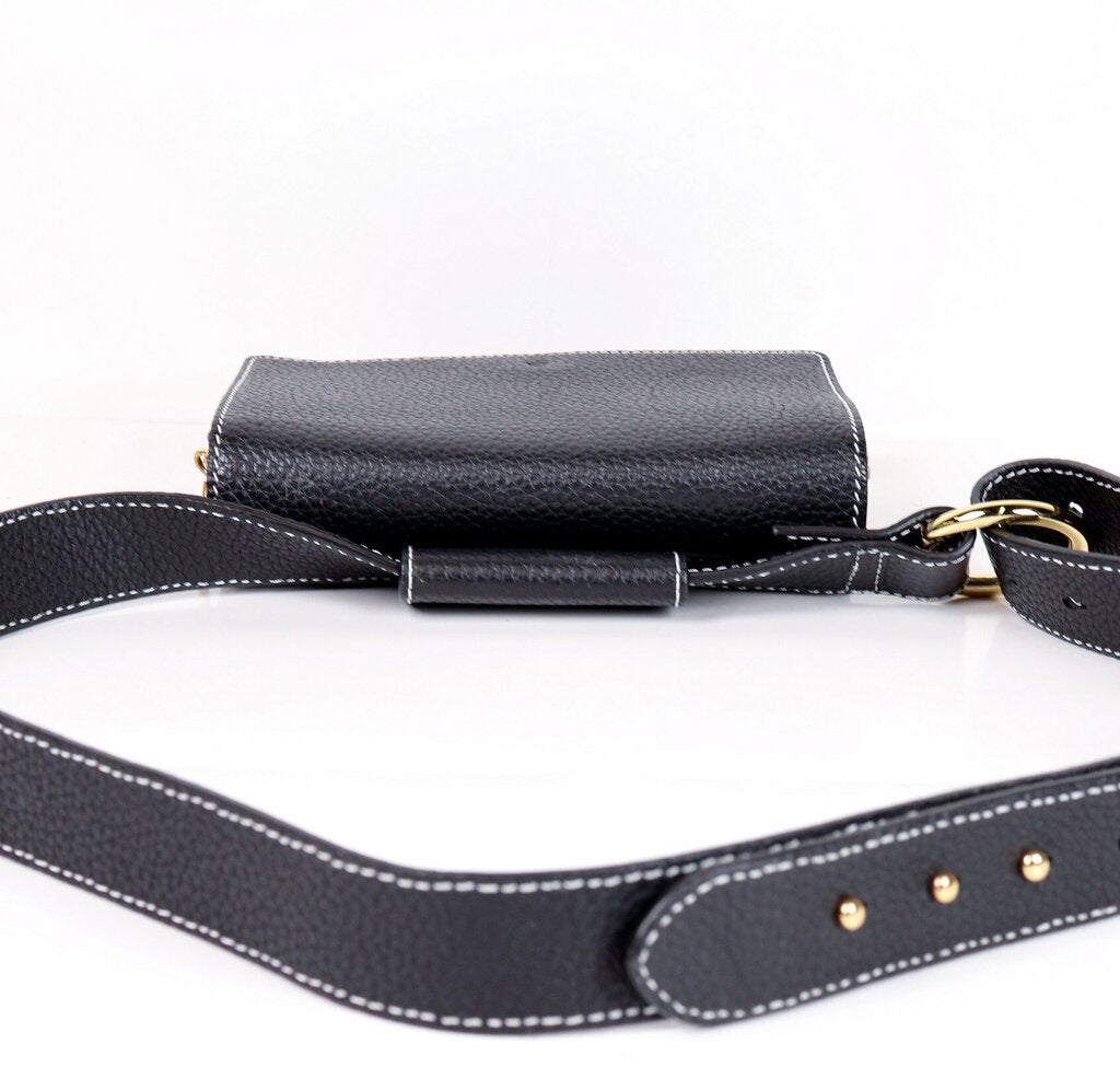 Black Pebbled Leather 'Cedar' Belt Bag