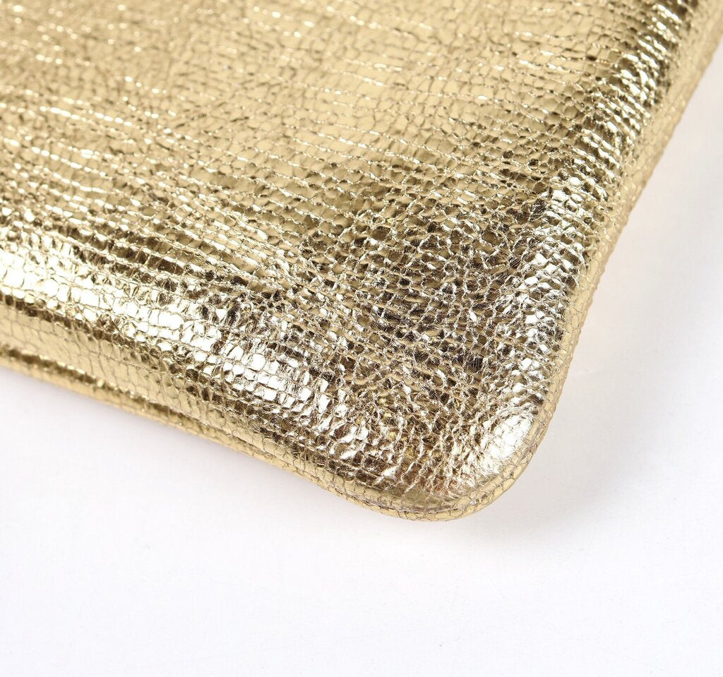 Large Gold Zip Clutch