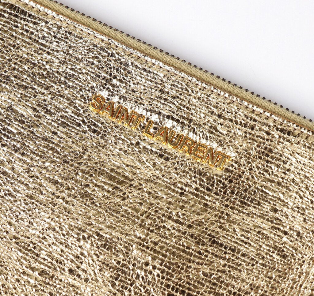 Large Gold Zip Clutch