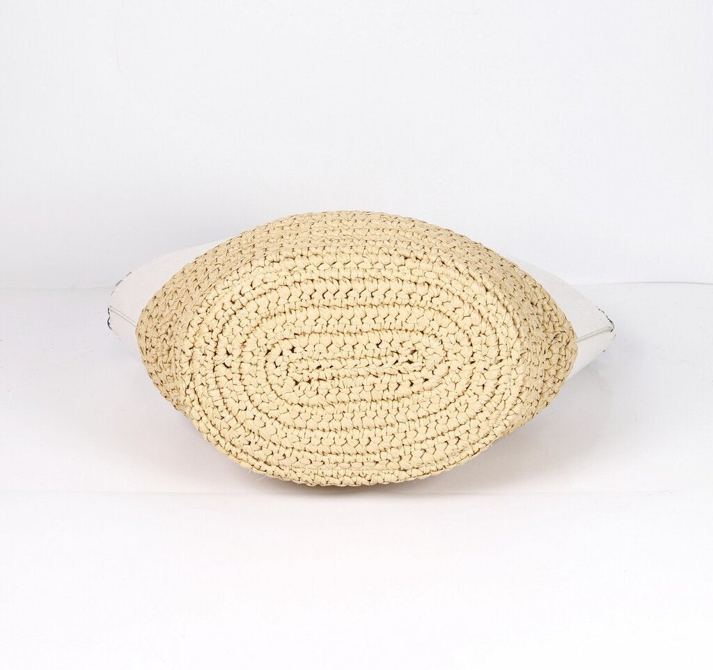 Raffia White Bucket Chain Tote