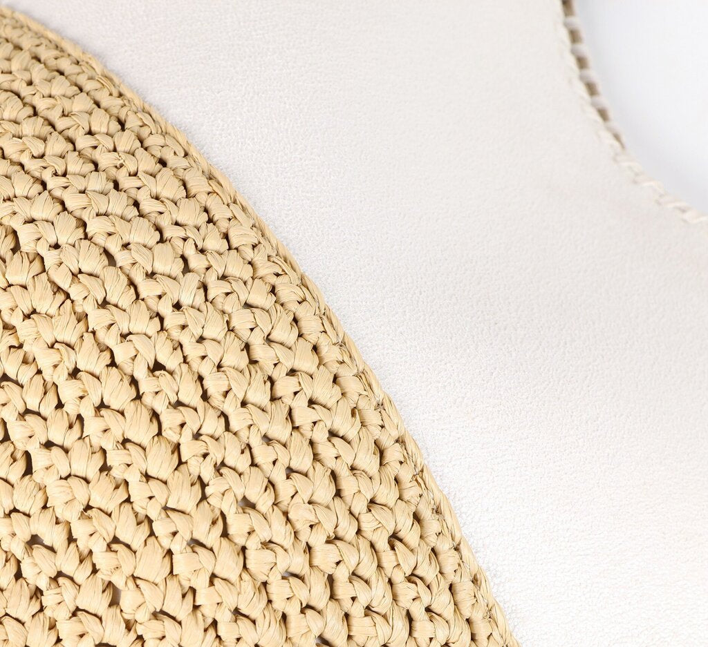 Raffia White Bucket Chain Tote