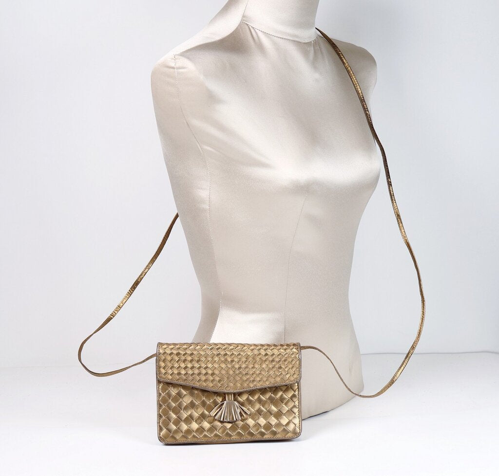 Gold Small Crossbody with Tassel