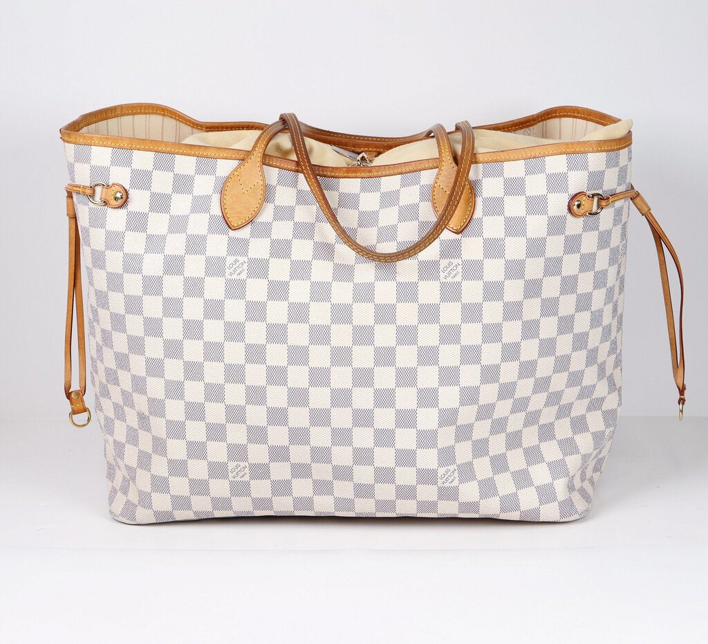 White Neverfull Check Tote GM