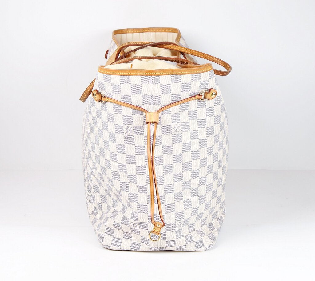 White Neverfull Check Tote GM