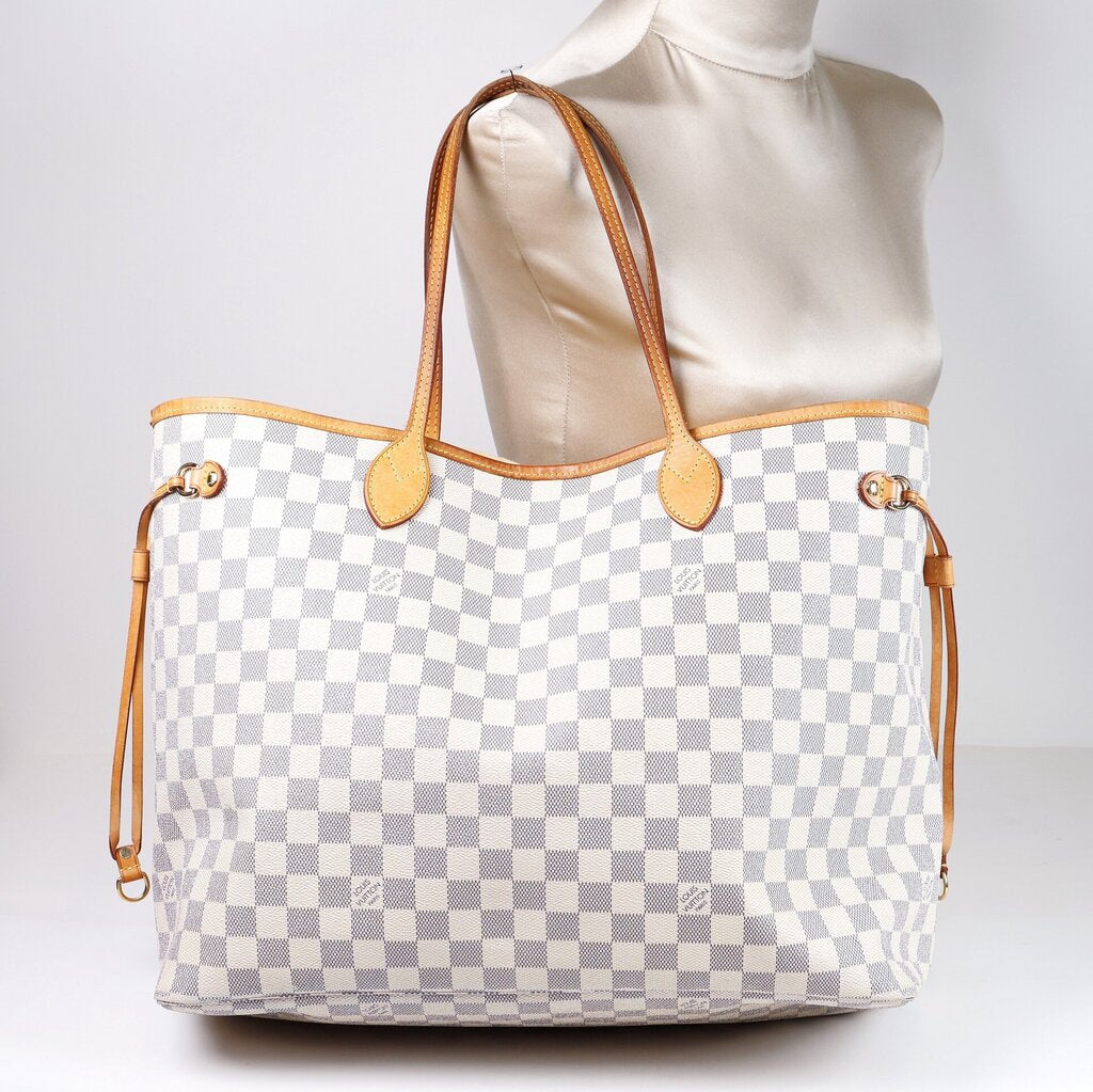 White Neverfull Check Tote GM