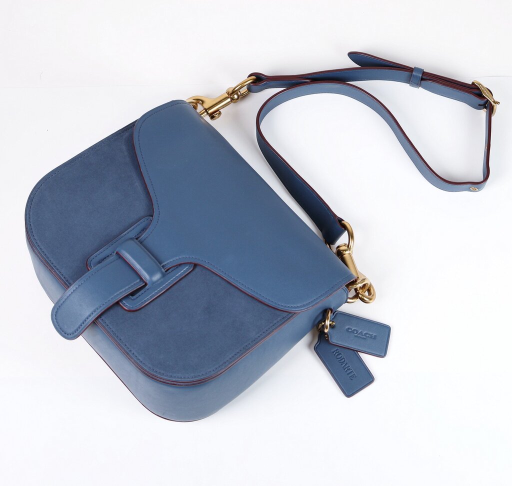 Blue Courier Leather with Brass Hardware