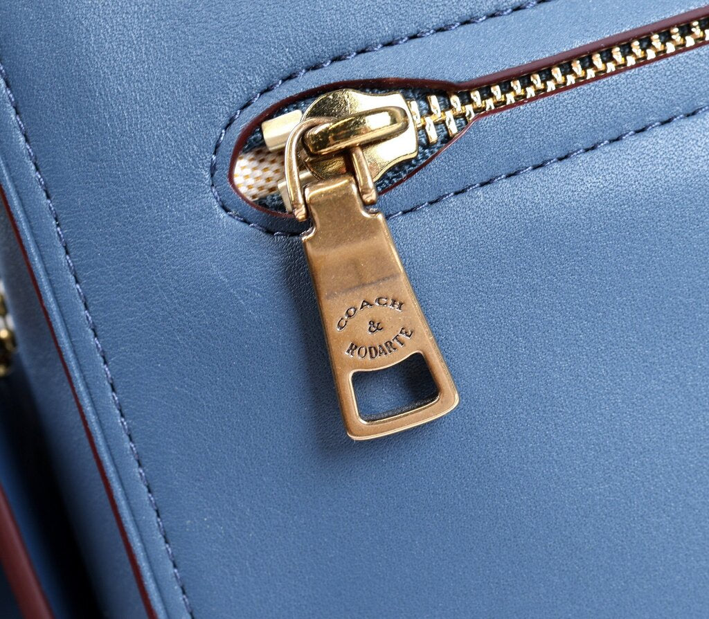 Blue Courier Leather with Brass Hardware