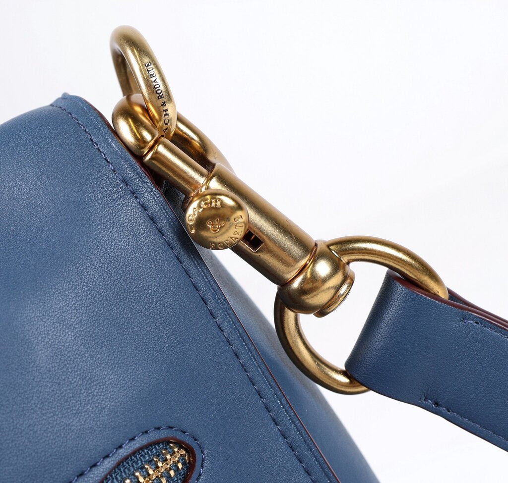 Blue Courier Leather with Brass Hardware
