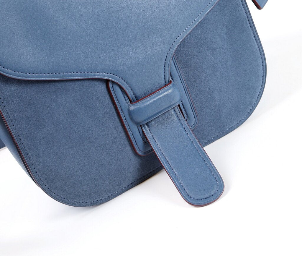 Blue Courier Leather with Brass Hardware