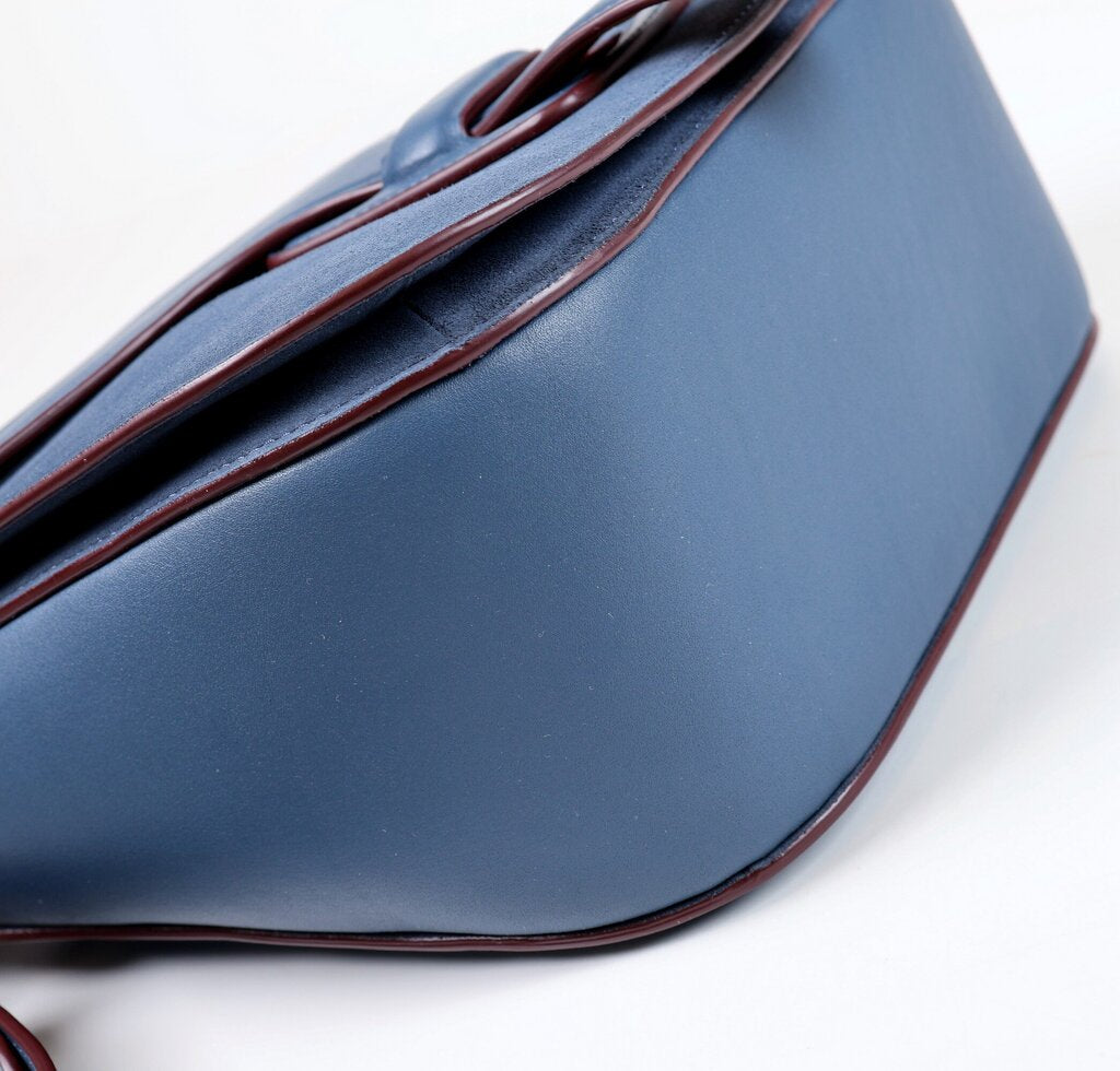 Blue Courier Leather with Brass Hardware
