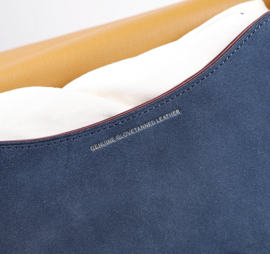 Blue Courier Leather with Brass Hardware