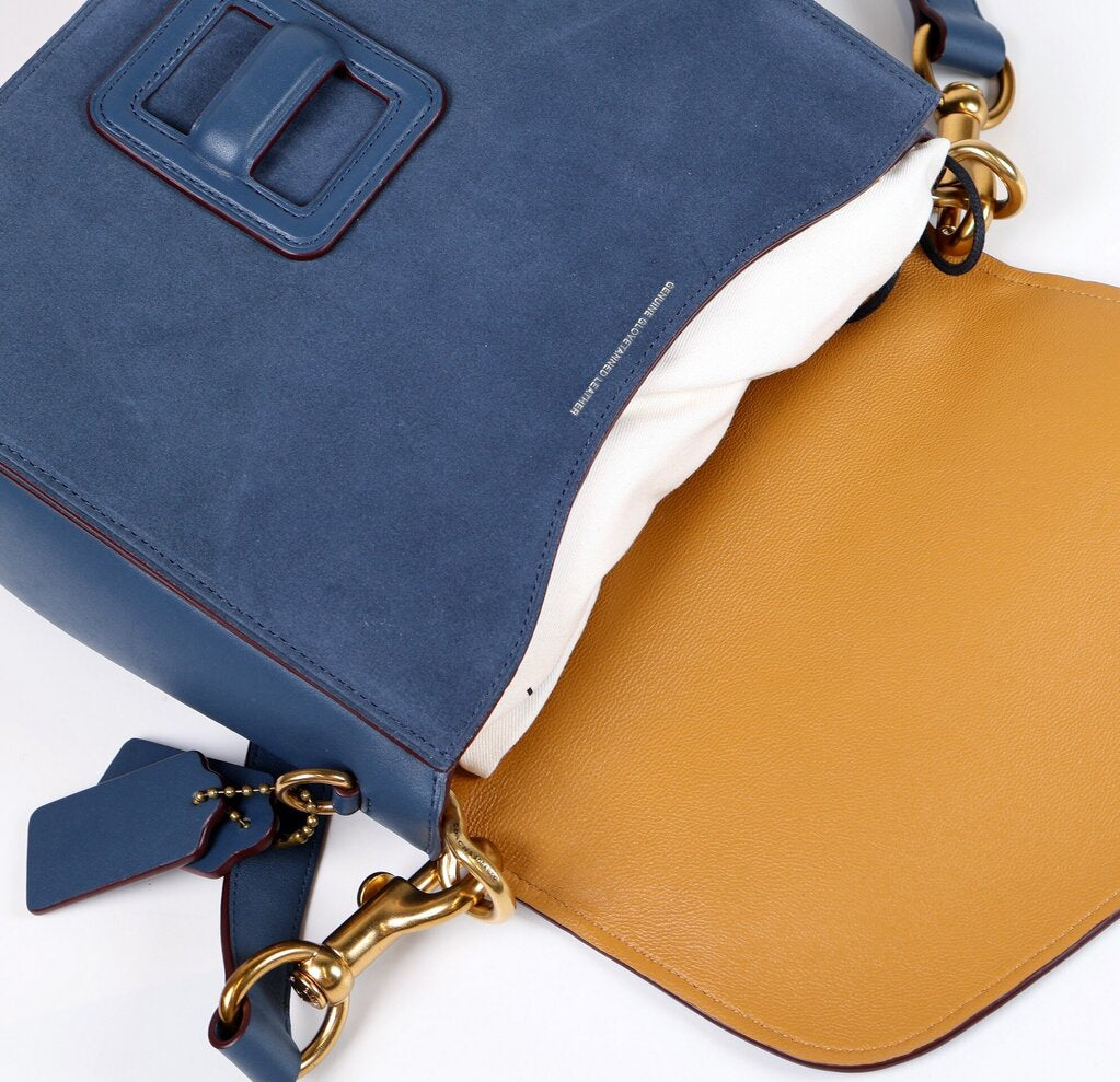 Blue Courier Leather with Brass Hardware