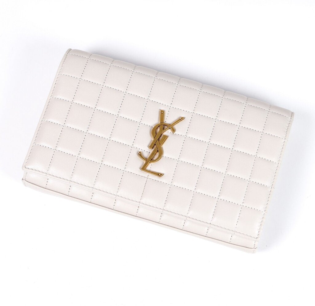 Cream Quilted "Cassandra" Wallet on Chain