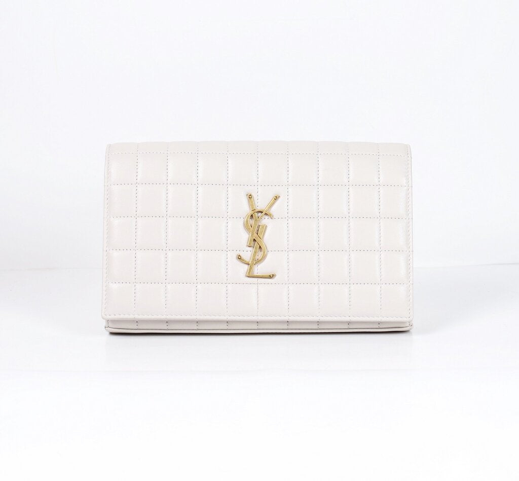Cream Quilted "Cassandra" Wallet on Chain