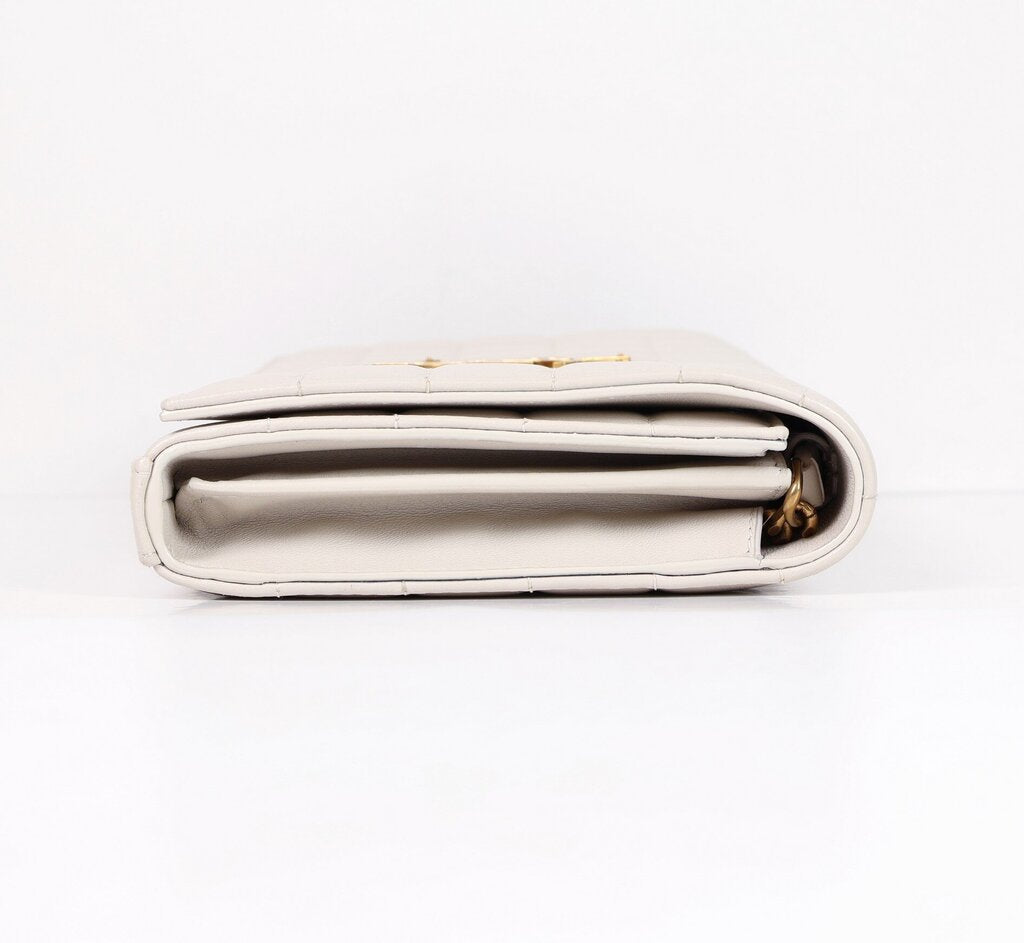 Cream Quilted "Cassandra" Wallet on Chain