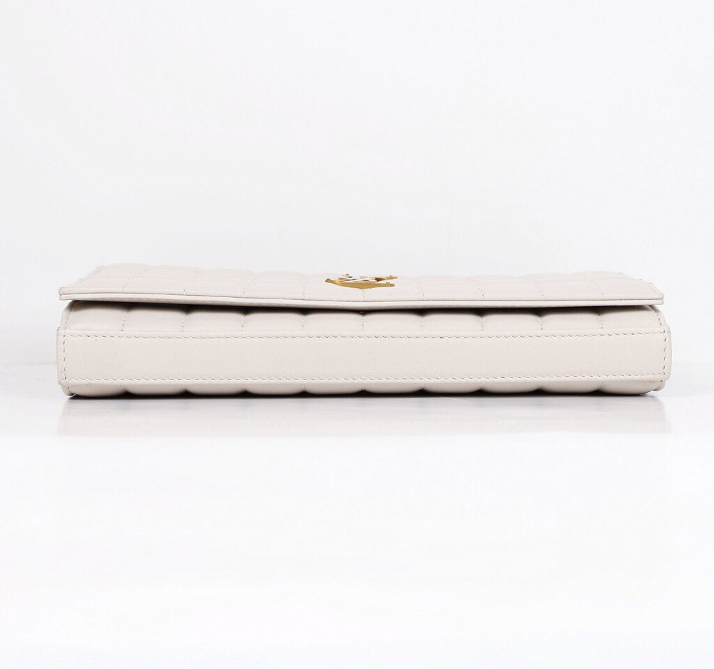 Cream Quilted "Cassandra" Wallet on Chain