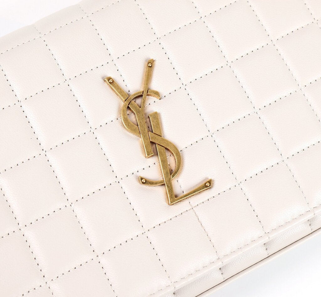 Cream Quilted "Cassandra" Wallet on Chain